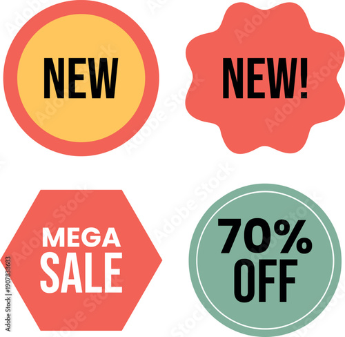 Vibrant sale stickers for business promotions and discounts
