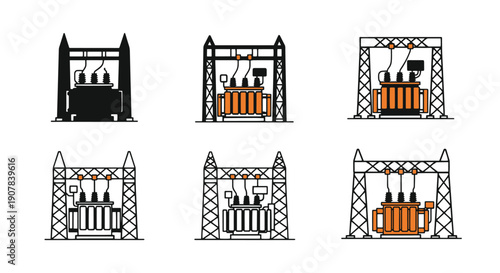 Substation Line art digital illustration