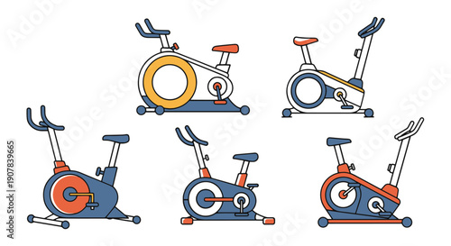 Stationary Bike Line color filled abstract design