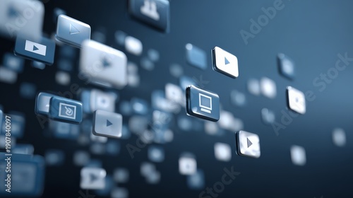 Wallpaper Mural 3D digital illustration that visualizes the movement of digital content and social media. Torontodigital.ca