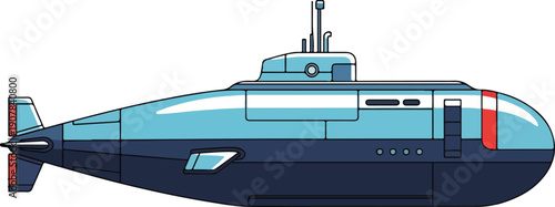 Modern military submarine vector illustration isolated on white background