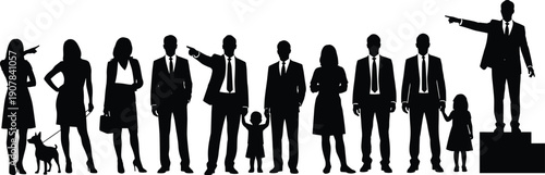 business people silhouette collection corporate professionals teamwork leadership family lifestyle illustration vector society concept
