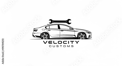 Custom Car Illustration with Roof Rack.