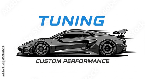 Custom Performance Tuning Sports Car Illustration.