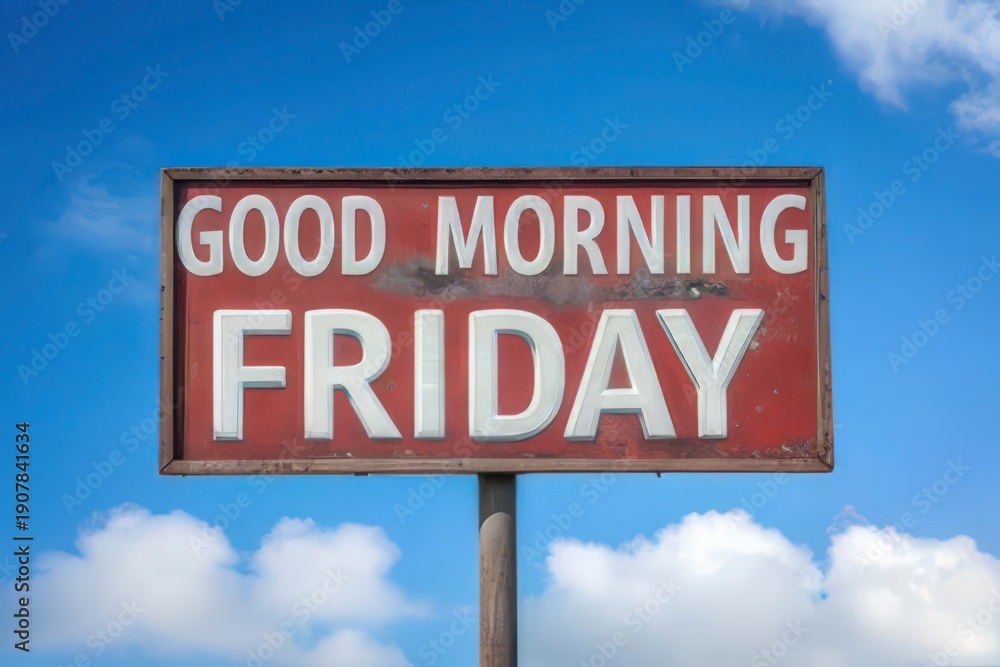 Obraz premium Good Morning Friday Sign in the Sky, Expressing Weekend Anticipation
