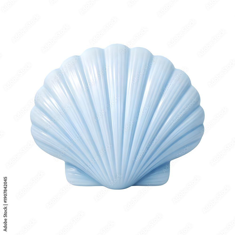 Fototapeta premium Realistic white seashell with ribbed texture and smooth edges isolated on transparent background