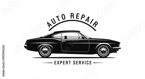 Classic Car Auto Repair Expert Service Emblem.