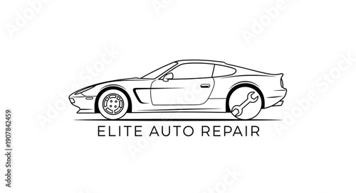 Classic Sports Car Repair Logo Design.