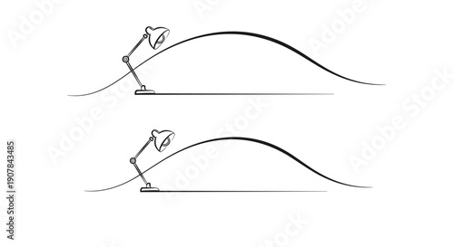 Minimalistic sketch of a desk lamp on a curved table design