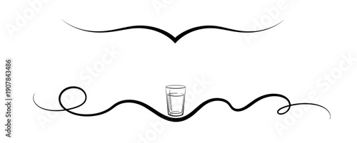 Decorative dividers with glass illustration on a minimalist background for design concept