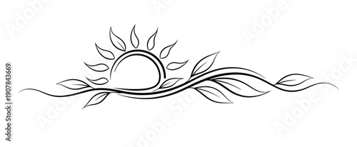 Elegant sun and leaf decorative divider for nature-inspired design