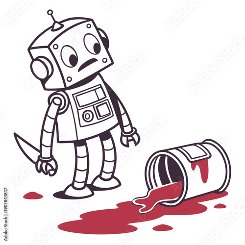 Whimsical Robot Painter's Symmetrical Paint Spill Disaster: A Hilarious AI Malfunction Creating Abstract Art and Creative Chaos.