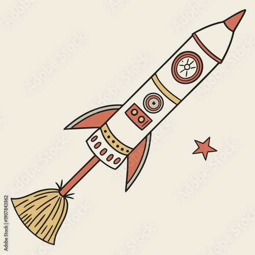 Whimsical Failed Rocket Made from Household Items: Creative DIY Project with a Touch of Childhood Dreams and Humorous Ambition.