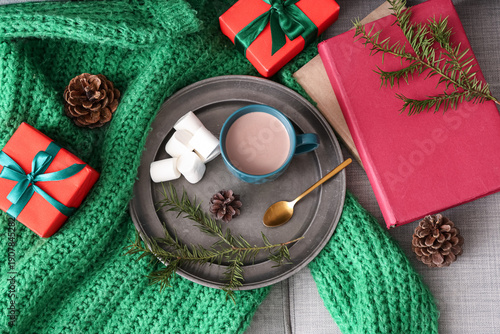 Books with cocoa, Christmas...