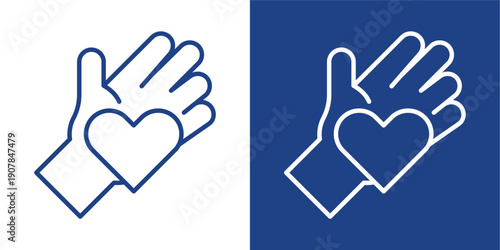 Volunteering Blue And White Icon Style Collection