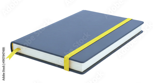 Gray Notebook with Yellow Elastic Band and Bookmark