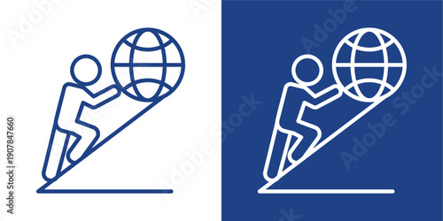 Effort  Blue And White Icon Style Collection