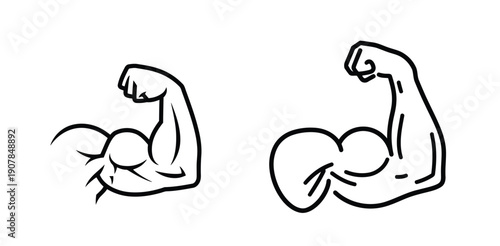 A black and white illustration depicts two flexed biceps symbolizing strength and physical fitness
