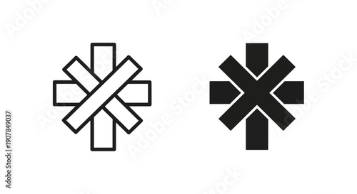 Asterisk icons in outline and solid fill, signifying importance or a note, often used as a symbol