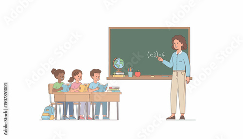 Teacher and Students in Classroom Setting.