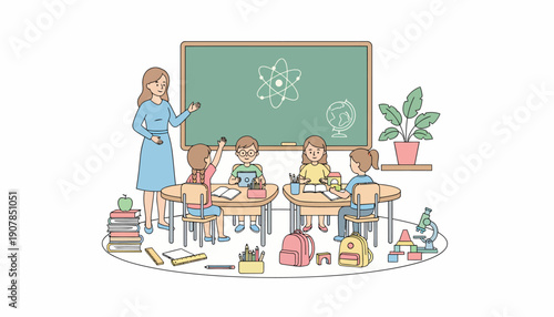 Teacher Educating Students in Classroom Setting.