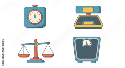 Weight Scale Line art colorful