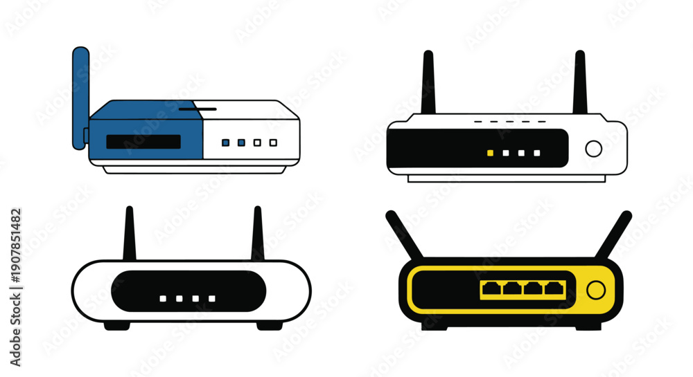 Obraz premium WiFi Router Line art vector