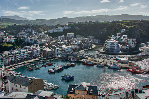 Luarca harbor, Asturias, Spain, from above, a picturesque scene of the coastal town