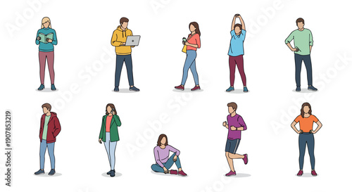 Group of business people standing together in a simple silhouette illustration