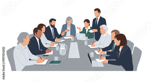 Diverse Business Professionals in Formal Meeting Setting