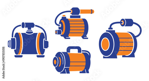 Air Pump Line art filled color trendy design