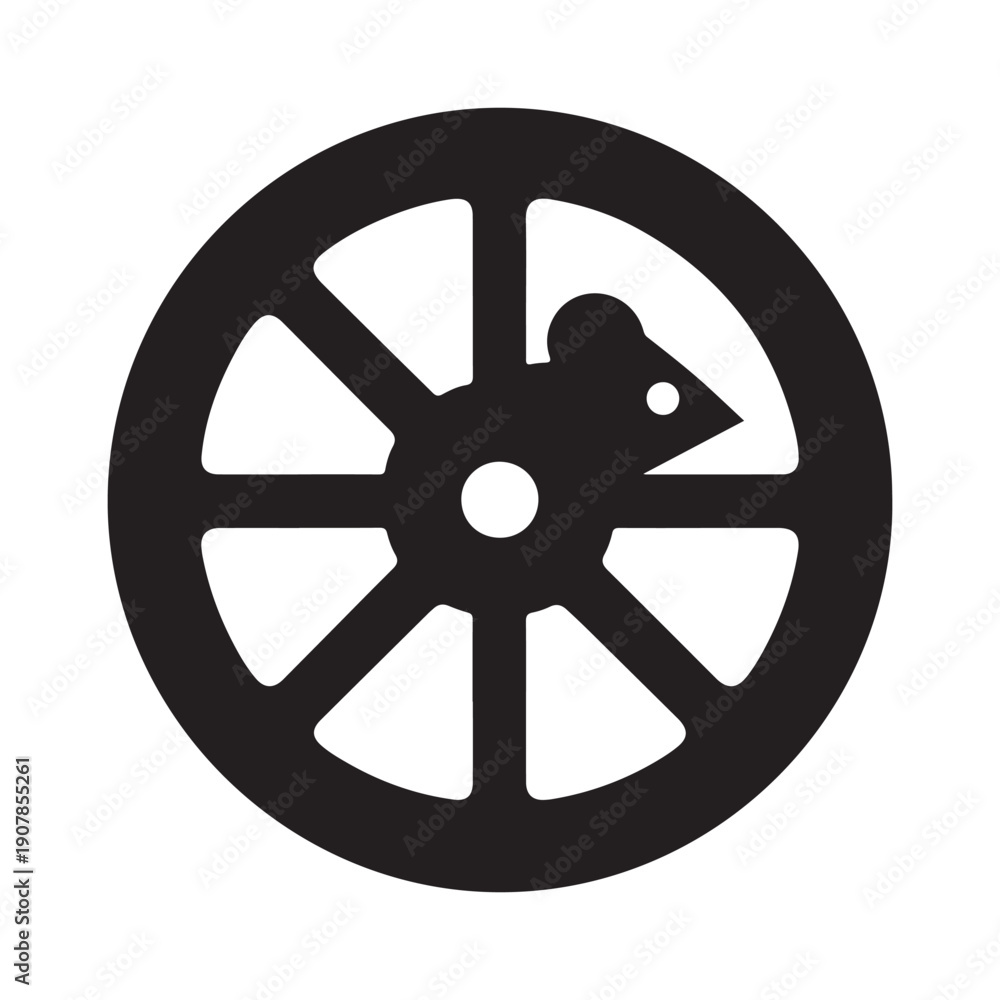 Obraz premium hamster wheel vector silhouette clip art logo design illustration. abstract hamster wheel icon collection