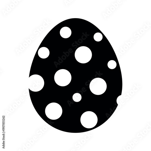Black and white minimalist Easter egg with decorative pattern. Suitable for web, apps, social media and print design.