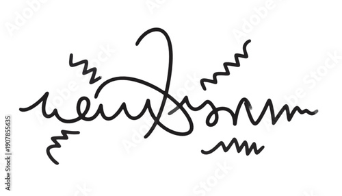 Abstract black calligraphic signature design with dynamic wavy line accents, embodying artistic flair and individuality for modern branding and decorative graphic elements