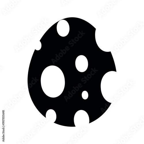 Black and white minimalist Easter egg with decorative pattern. Suitable for web, apps, social media and print design.