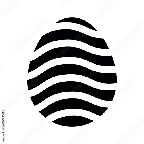 Black and white minimalist Easter egg with decorative pattern. Suitable for web, apps, social media and print design.