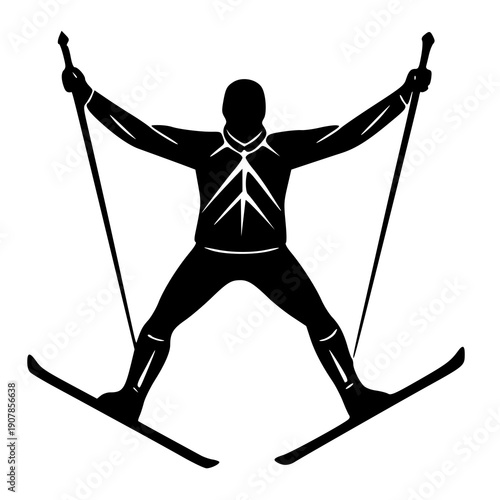 silhouette of a man jumping , vector illustration of a ski , silhouette of a ski 