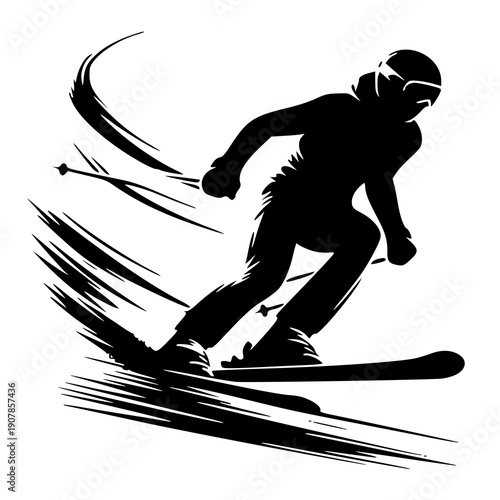 silhouette of a snowboarder , vector illustration of a ski , silhouette of a ski 