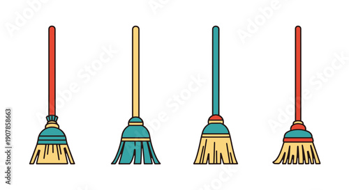 Broom Line art illustration