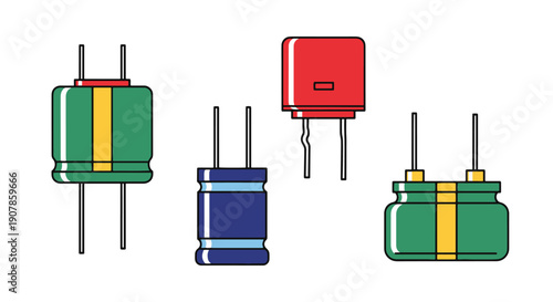 Capacitor Line art color flat style