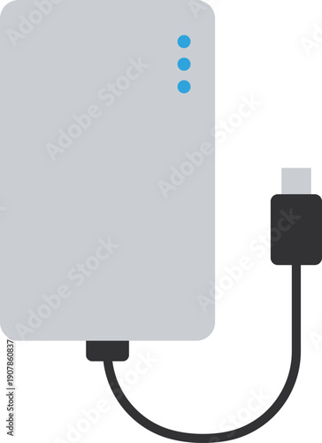 白いモバイルバッテリーのフラットイラスト