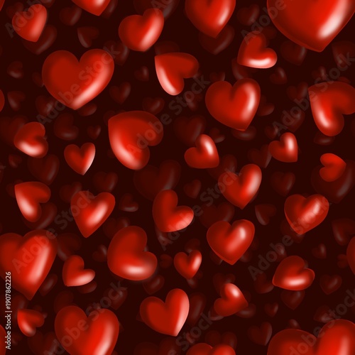 Red hearts seamless pattern background wallpaper design 