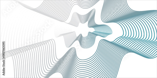 Abstract flowing wave surface of circle lines with colorful soft tone color palette on white background for design element, banner, background. vector