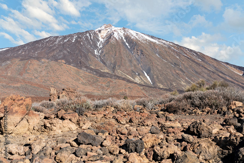 Teide volcano with snow, Tenerife, Canary islands, Spain