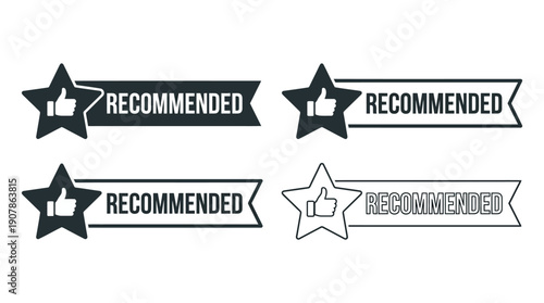 Collection of Recommended Badges with Thumbs Up and Stars.