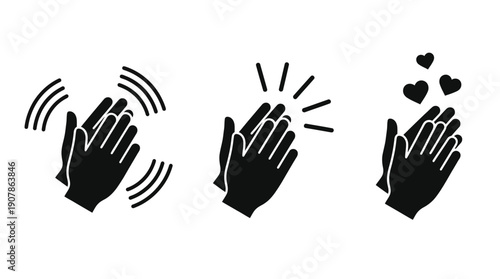 Silhouette of hands expressing emotions with gestures and symbols.