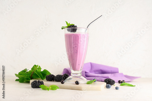 Glass of fresh smoothie wit...