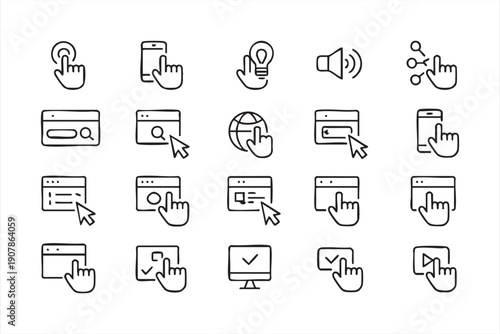 Touchscreen gesture outline icons for UI design