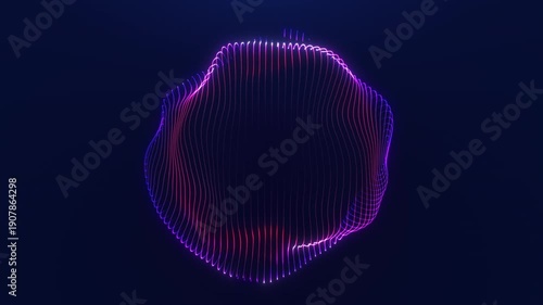 Futuristic purple gradient digital orb forming smooth glowing motion in deep space creating elegant abstract energy atmosphere. Minimal sphere with soft light depth and fluid dynamic movement loop.