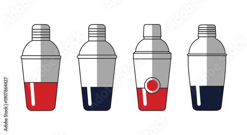 Cocktail Shaker Line art color illustration